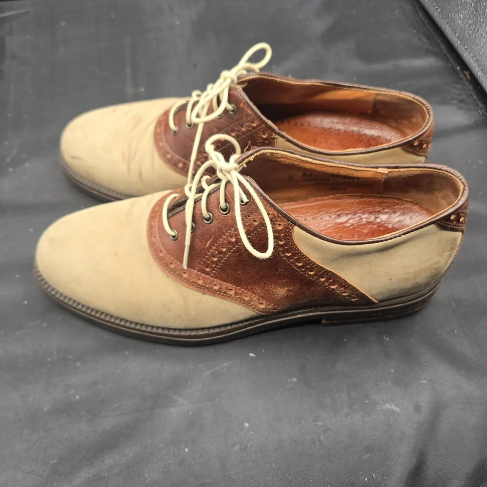 Brown and Tan Oxford‎ Shoes with Lace-Up Design